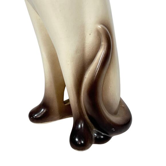 Vintage Ceramic Siamese Cat Figurine 12" Brown Cream Long Neck 1972 Damaged - Picture 6 of 12